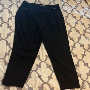 Women’s Toy G Cropped Pants Black Fold-Over Front Side Zip Made in Italy Size 6